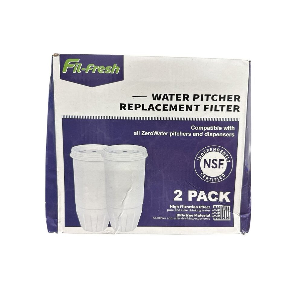 Fil-fresh 2-pack water pitcher replacement filter/Compatible with all ZeroWater